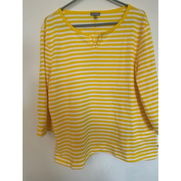 T By Talbots Women's Yellow Striped Summer Top - XL - Picture 1 of 6
